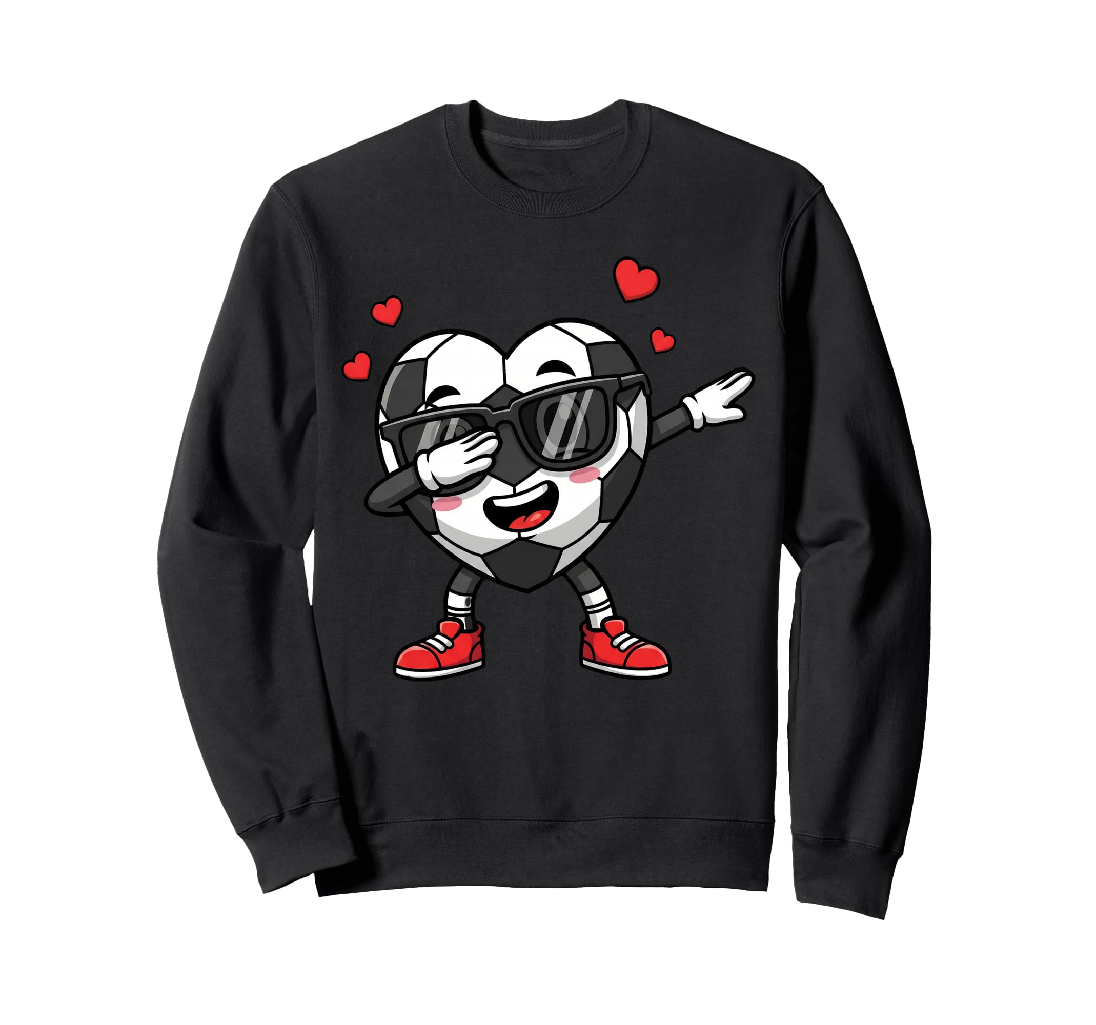Dabbing Soccer Heart Valentine Love Sweatshirt - Minimalist Print Unisex
