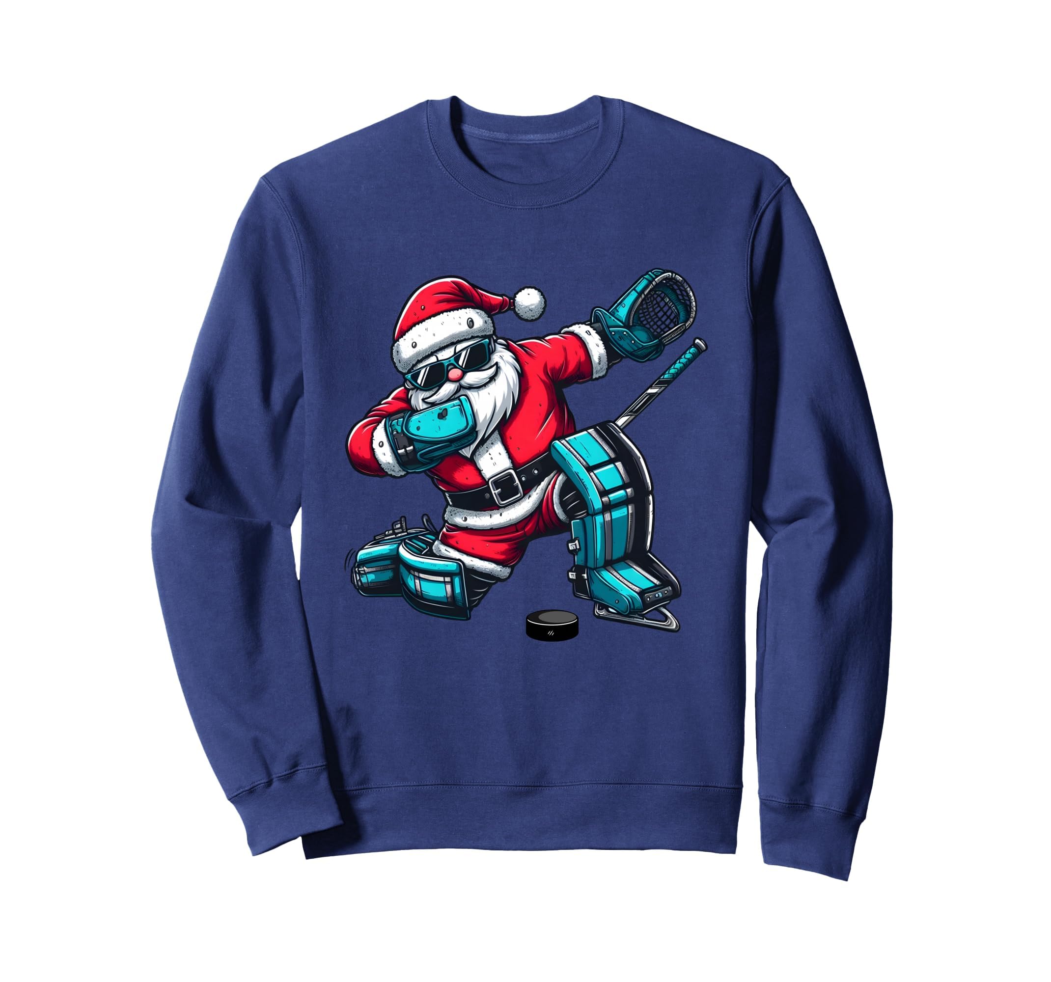 Santa Dabbing Hockey Goalie Sweatshirt - Fun Novelty Design Men Women