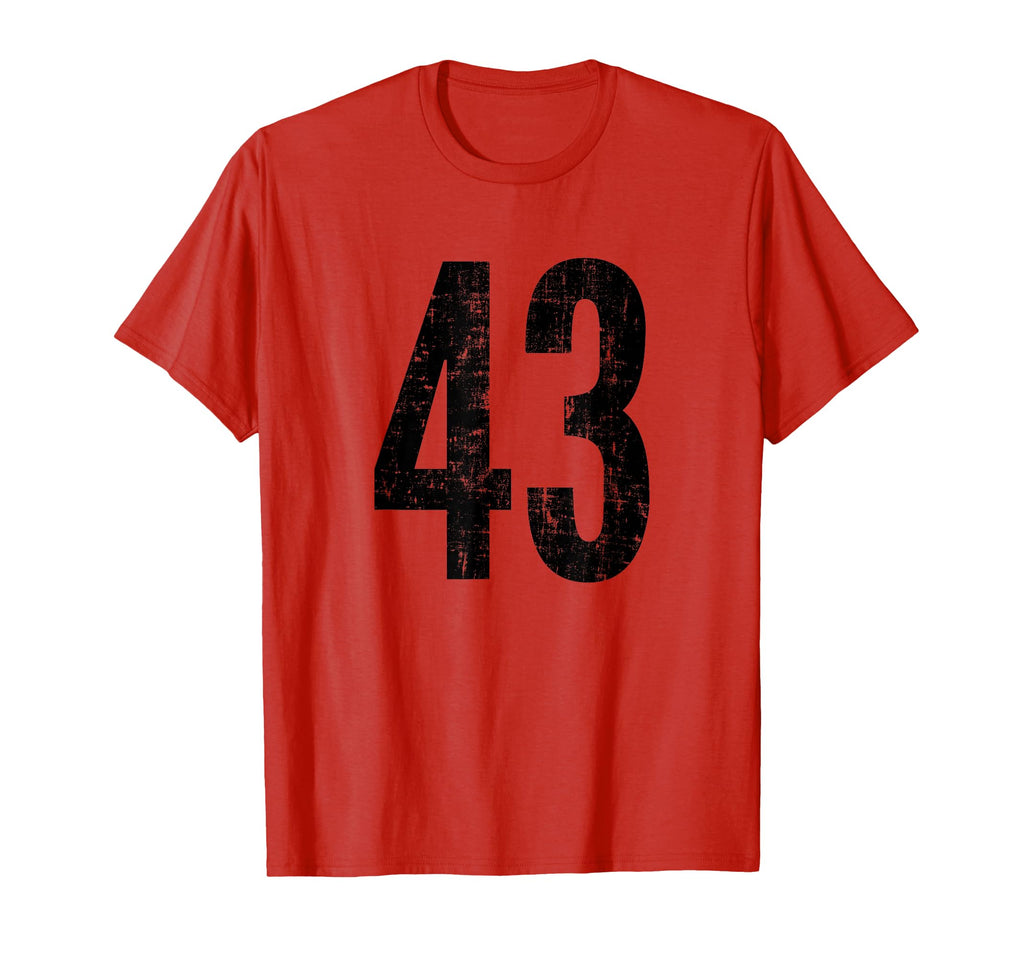 Number 43 Distressed Sport Team T-Shirt - Custom Art Print for Adults