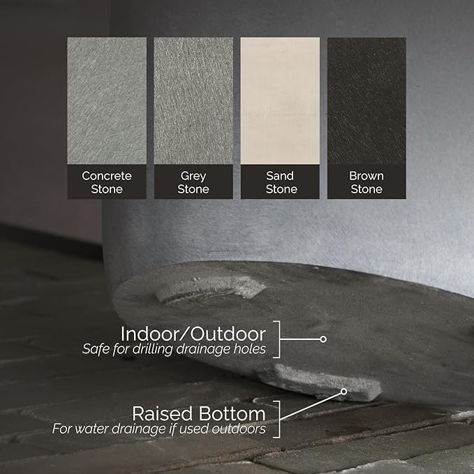 Reglito Cube Planter – Fiberglass Indoor/Outdoor and Weather-Resistant Large Planter (Concrete Stone, 31.5" L x 31.5" W x 32.1" H)