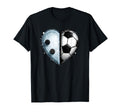 Ice Hockey Soccer Ball Heart Sports Lover T-Shirt - Trendy Graphic Unisex