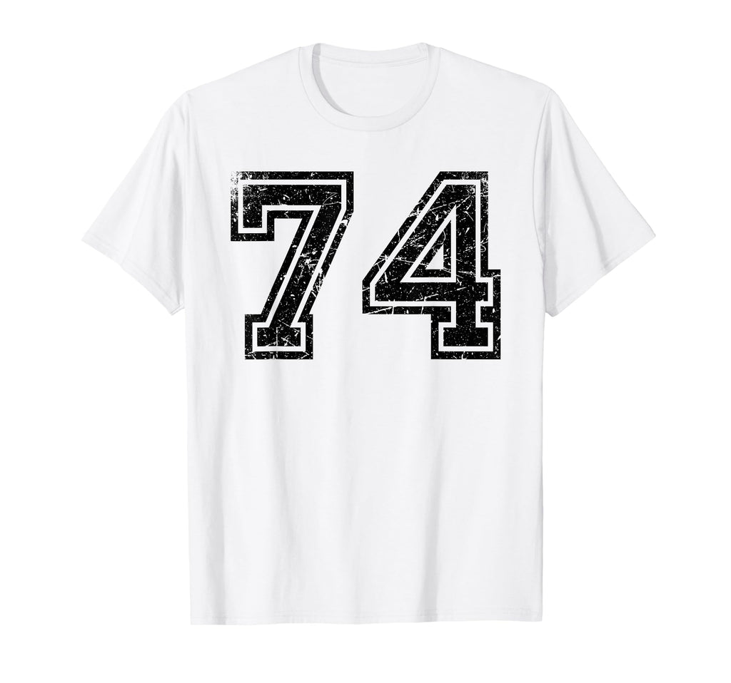 Number 74 Black Sports Team Number T-Shirt - Trendy Graphic for Adults