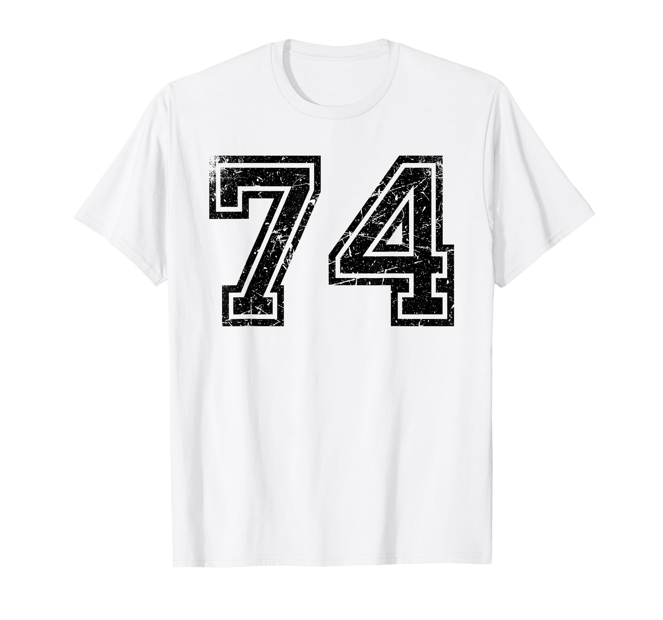Number 74 Black Sports Team Number T-Shirt - Trendy Graphic for Adults