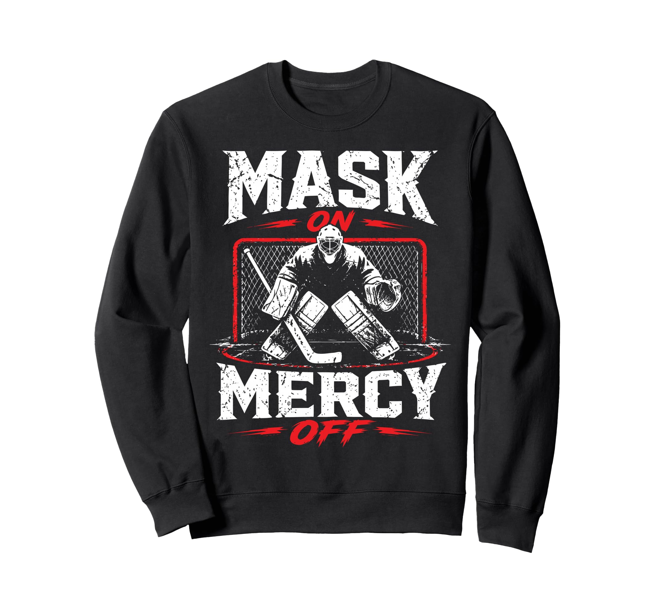 Ice Hockey Goalkeeper Mask Hockey Sweatshirt - Minimalist Print for Adults
