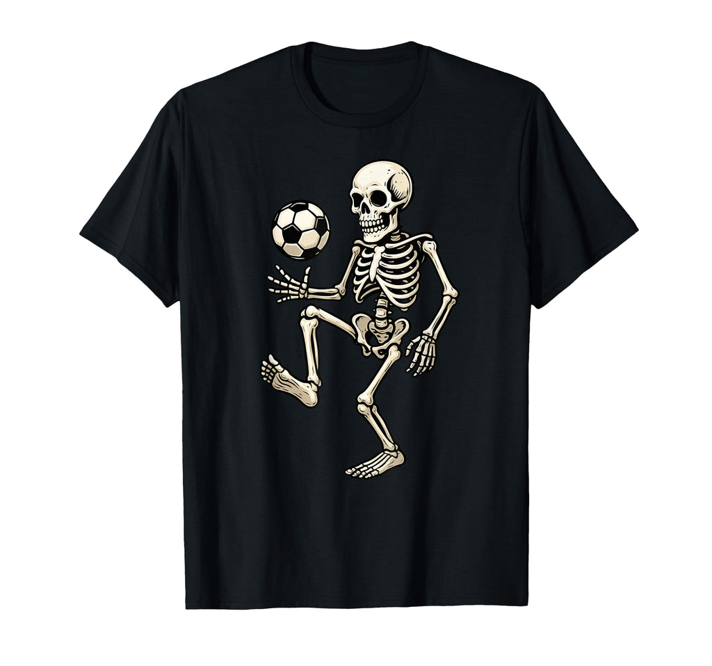 Skeleton Soccer Player Spooky T-Shirt - Trendy Graphic for Adults