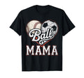 Ball Mama Baseball Soccer Heart Mom T-Shirt - Graphic Print for Adults