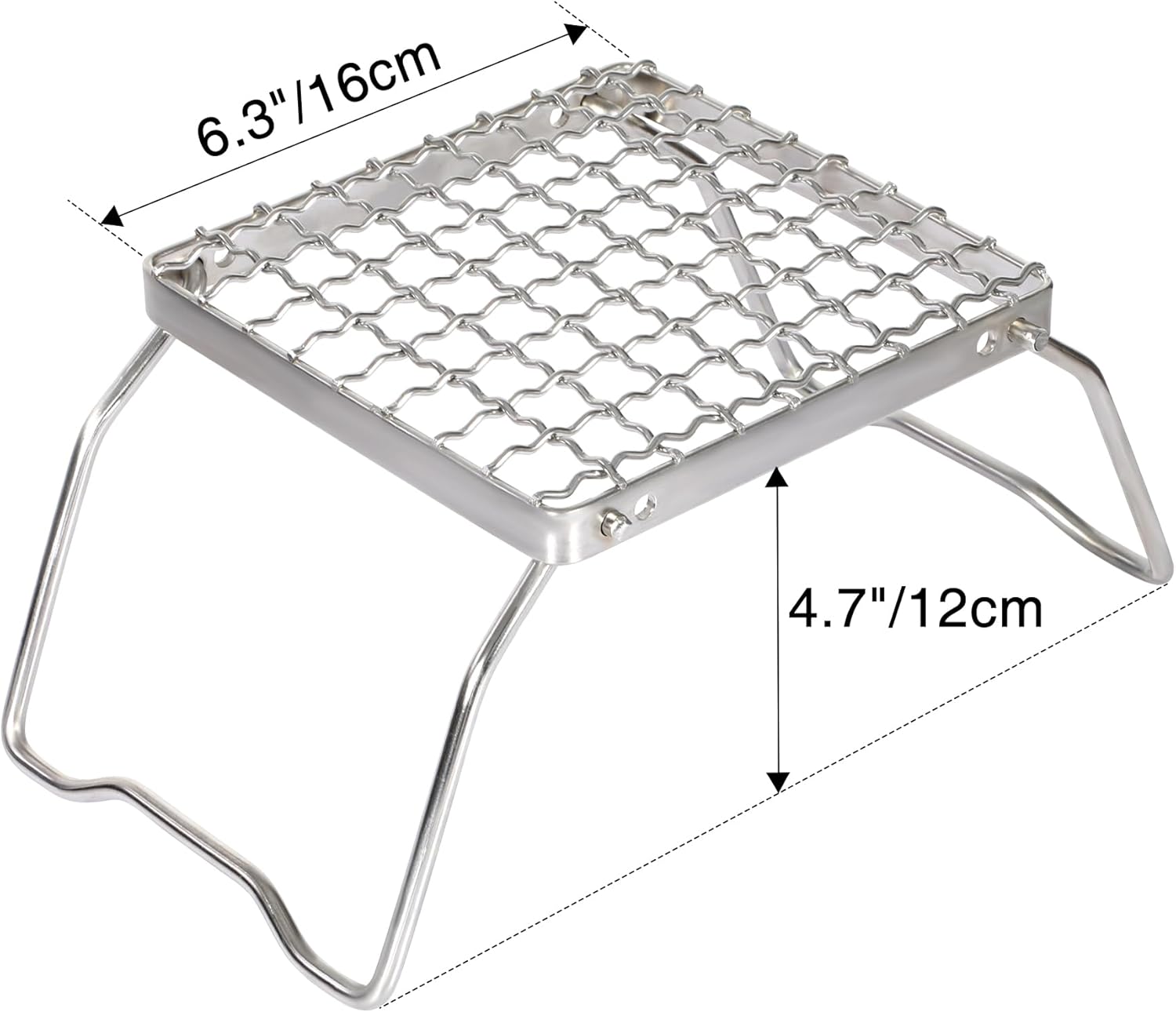 REDCAMP 6" Small Folding Campfire Grill, 304 Stainless Steel Firepit Grill Grate, Heavy Duty Portable Camping Grill with Carrying Bag for Outdoor Cooking Backpacking Hiking Picnics BBQ