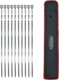 Hakka Stainless Steel Barbecue Skewers, 23" Heavy Duty Metal Skewers Large Wide Grilling Reusable Kabob Sticks with NonSlip Ring Handle,Set of 10