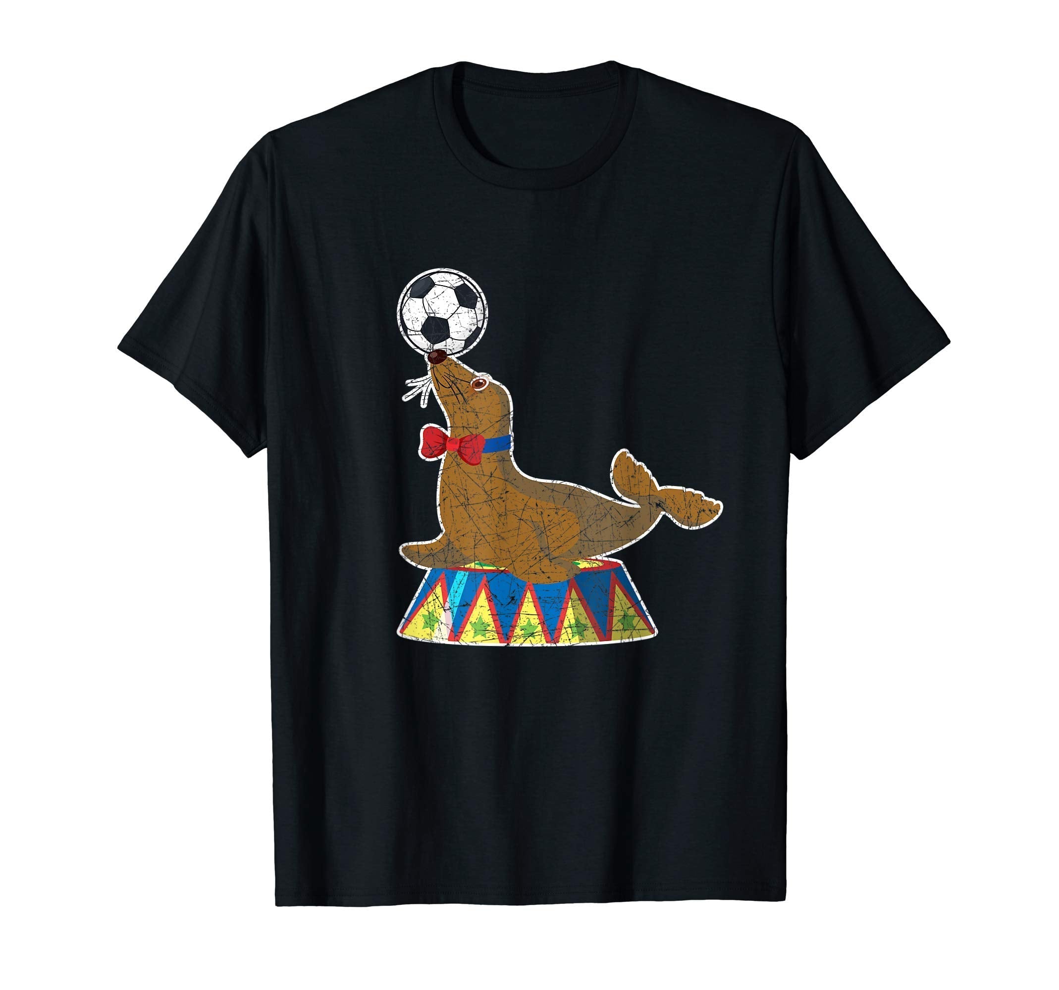 Ocean Animal Soccer Ball Bow Tie Seal T-Shirt - Trendy Graphic Men Women