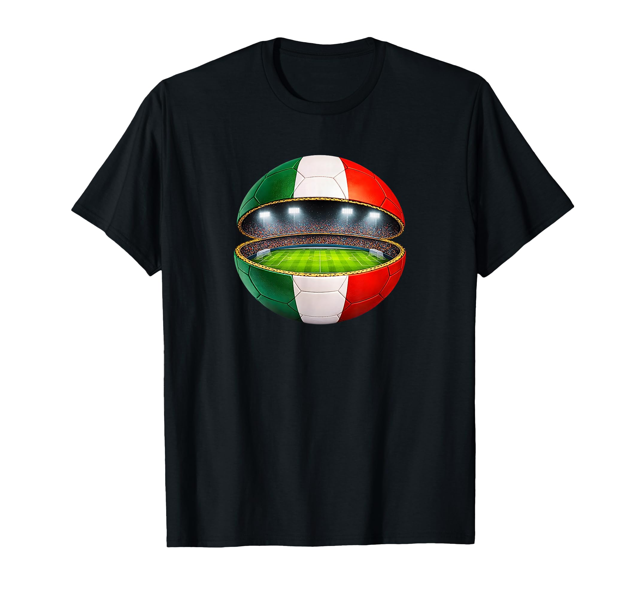 Italian Flag Soccer Stadium Inside T-Shirt - Fun Novelty Design for Adults
