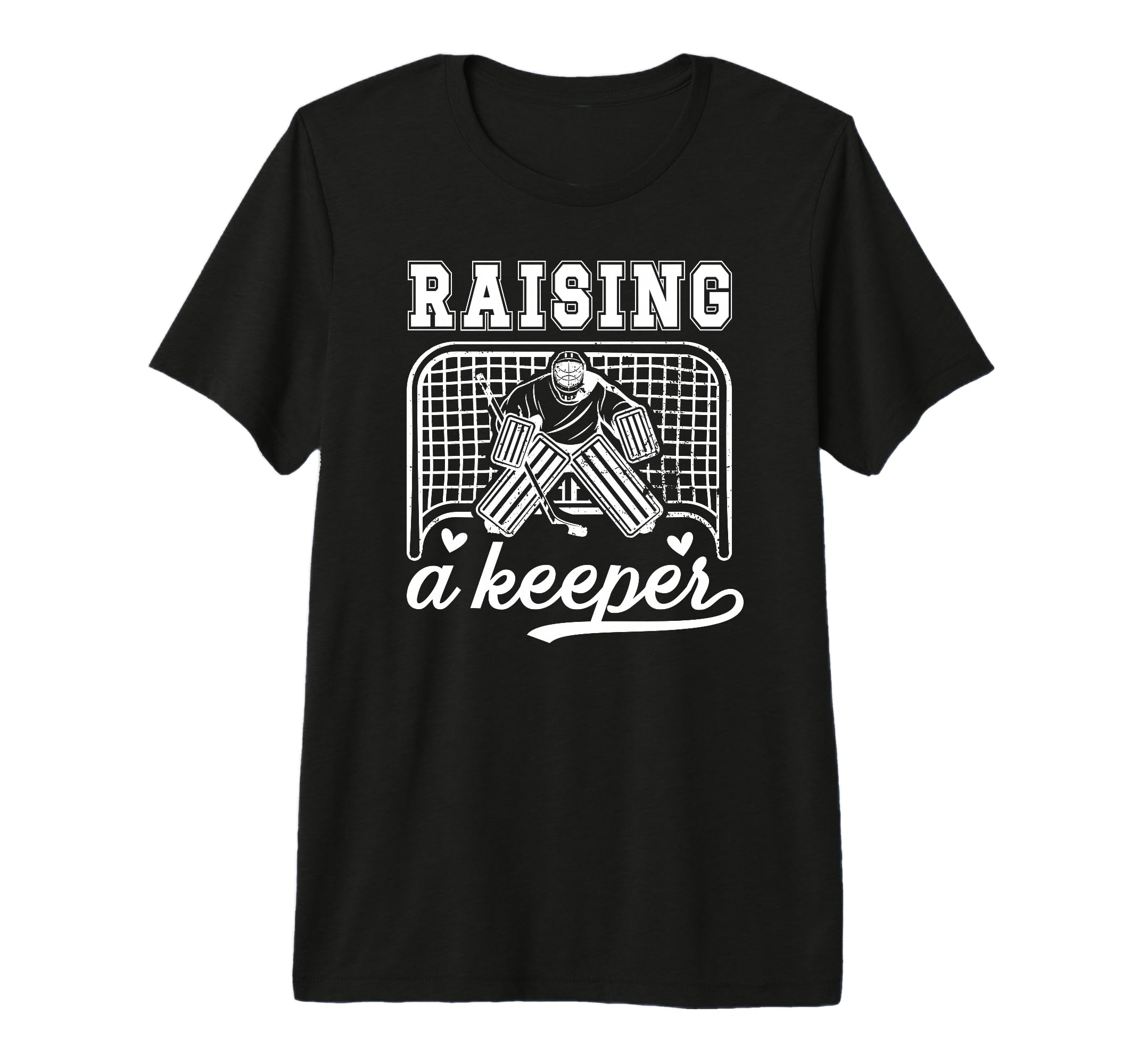 Raising Hockey Keeper Mom Ice Hockey T-Shirt - Minimalist Print for Adults