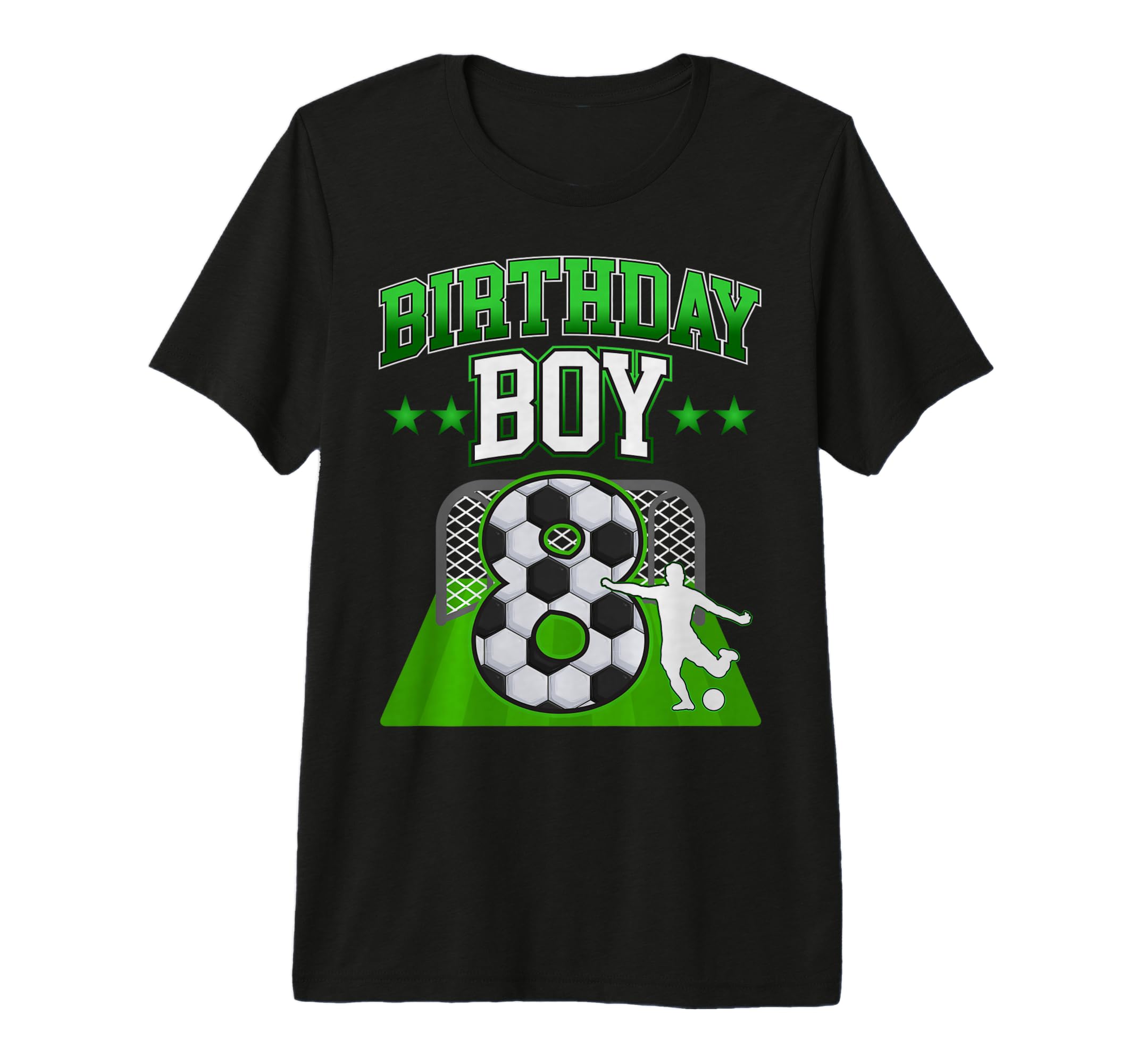 Soccer Themed Birthday Outfit 8 Year T-Shirt - Custom Art Print for Adults