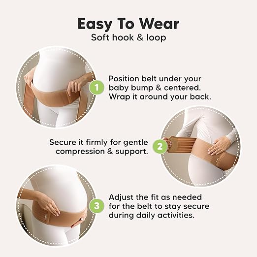 KeaBabies Maternity Belly Bands for Pregnant Women - Soft & Breathable Pregnancy Belly Support Band, Adjustable Maternity Belt for Back, Pelvic Support, Comfortable, Easy to Use (Classic Ivory, M/L)