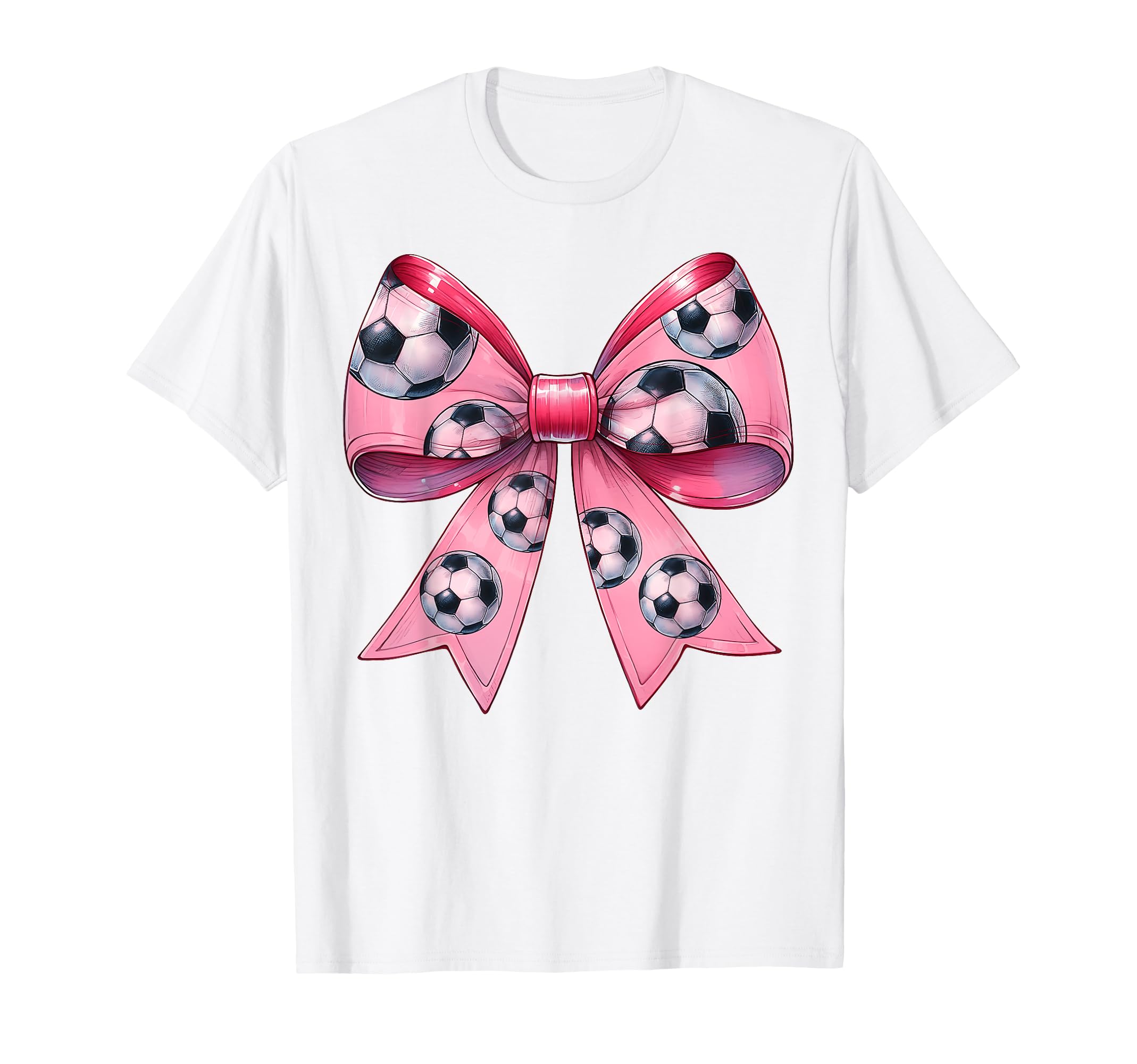 Coquette Bow Soccer Ball Pattern T-Shirt - Fun Novelty Design Unisex