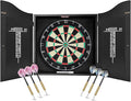 Bristle Dart Board Set, Professional Dart Board 18" with 6pcs 18g Darts Outdoor Dartboard Set, Compressed Sisal Metal Wire Board with Rotating Number Ring
