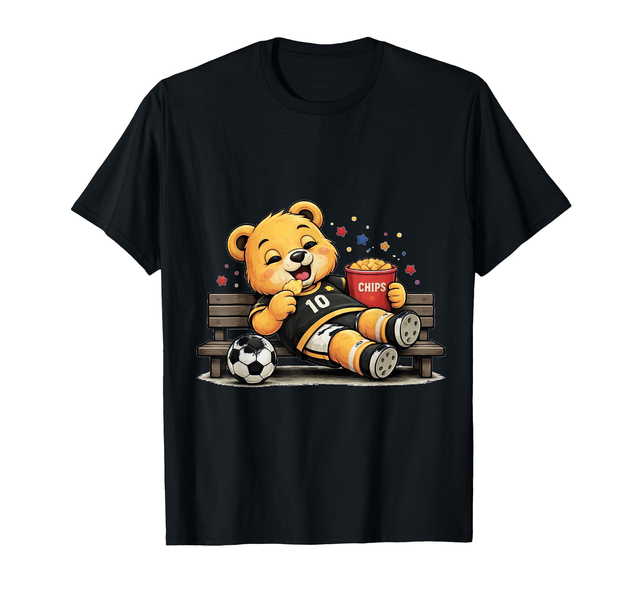 Funny Bench Mode Soccer Bear Relaxing T-Shirt - Minimalist Print Unisex