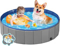 YSJILIDE Portable Dog Pool PVC Pet Swimming Bathtub Collapsible Hard Plastic Pool for Pets to Swim and Bath (L-48"x 12" Dark Grey)