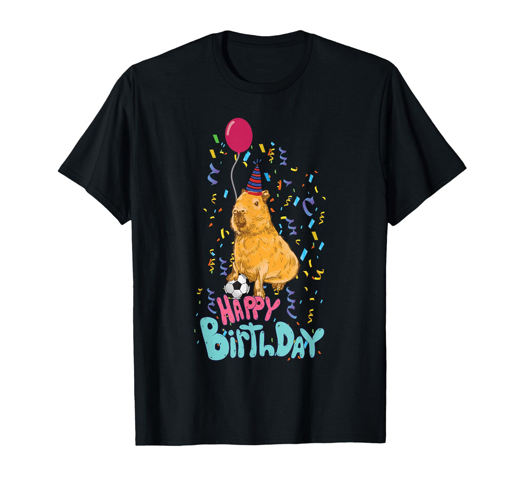 Football Capybara Birthday Soccer T-Shirt - Casual Everyday Wear for Adults