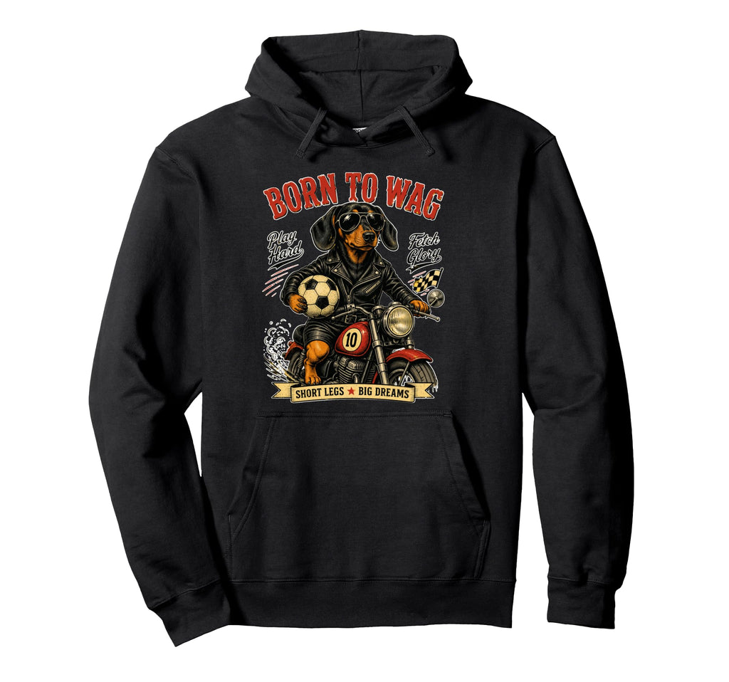 Dachshund Motorbike Love Footbal Hoodie - Streetwear Style for Adults
