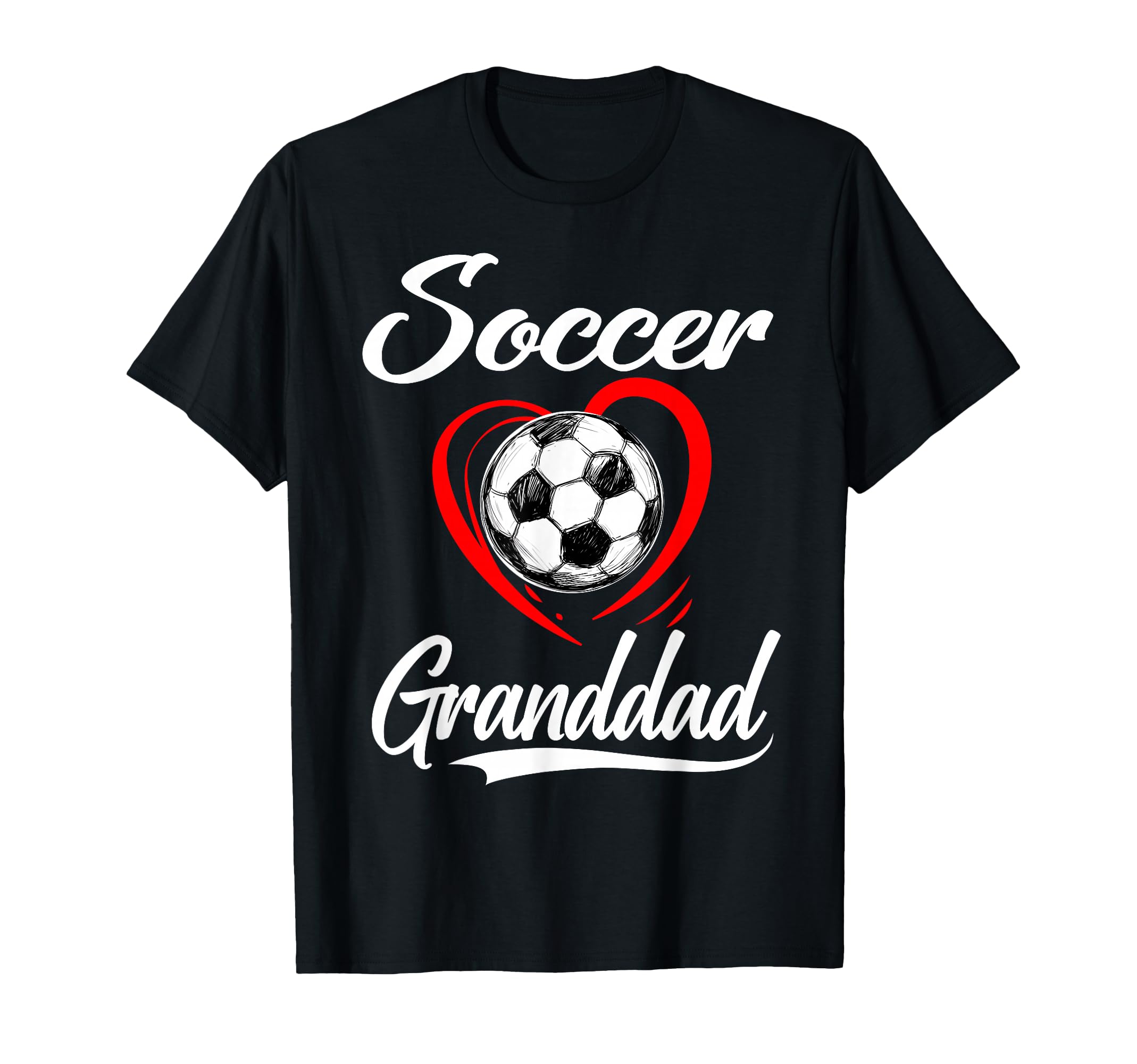 Soccer Granddad Soccer Heart T-Shirt - Casual Everyday Wear for Adults
