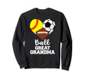 Ball Great Grandma Heart Softball Sweatshirt - Streetwear Style Unisex