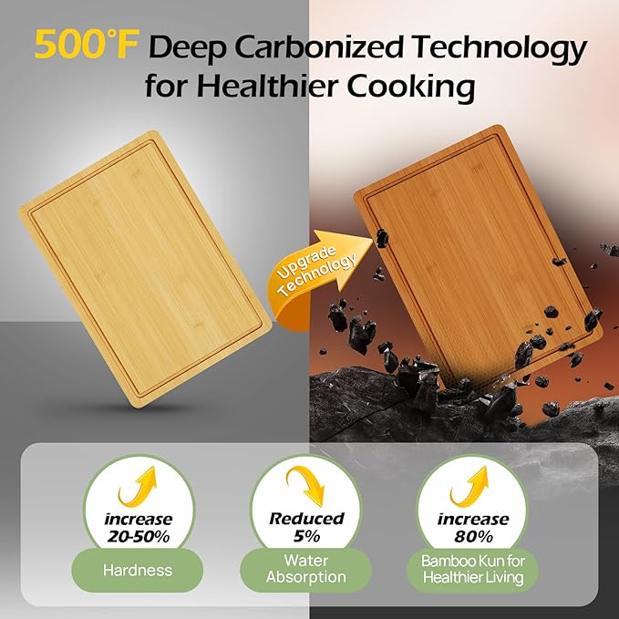 Extra Large Bamboo Cutting Board for Kitchen - 18 Inch Wood XL Cutting Boards with Juice Groove and Handles, Wooden Chopping Board for Meat, Cheese, Fruit & Vegetables (Pre Oiled, Brown)