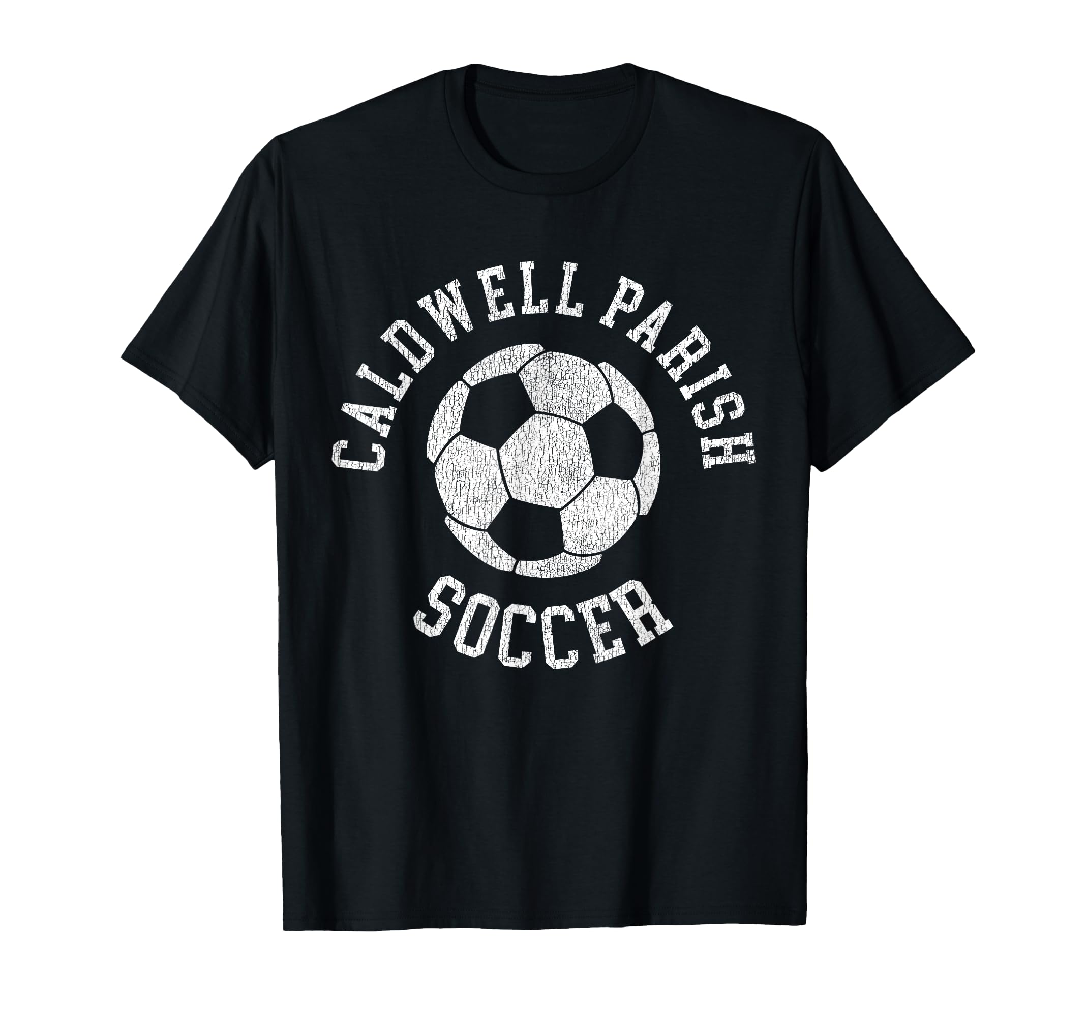 Caldwell Parish Soccer Distressed 90S T-Shirt - Unique Graphic Men Women