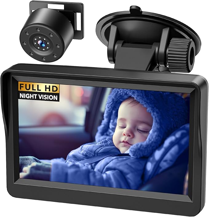 Baby Car Camera,4.3" HD Infrared Night Vision Baby Car Mirror with 178° Wide View, Safety Rear Facing Car Set Camera for Infants Kids Toddlers