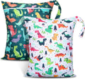 Shappy 2 Pcs Large Travel Laundry Bag Washable Waterproof Wet Dry Large Dirty Clothes Bag Bathing Workout(Dinosaur Style)