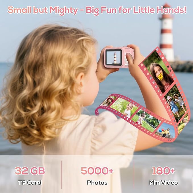 Digital Camera for Kids, WITYEAH 48MP FHD 1080P Point and Shoot Digital Cameras with 16X Zoom Anti-Shake, Compact Portable Cameras for Photography, for Boys Girls Teens Beginners-Pink