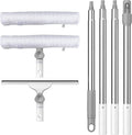 Window Cleaning Squeegee kit, 13.78" Squeegee and 13.78" Microfiber Scrubber with Aluminum Alloy Pole, 54" Telescopic Window Cleaning Tool for Glass Door, Shower Glass Door, Car Windshield-2 Pads
