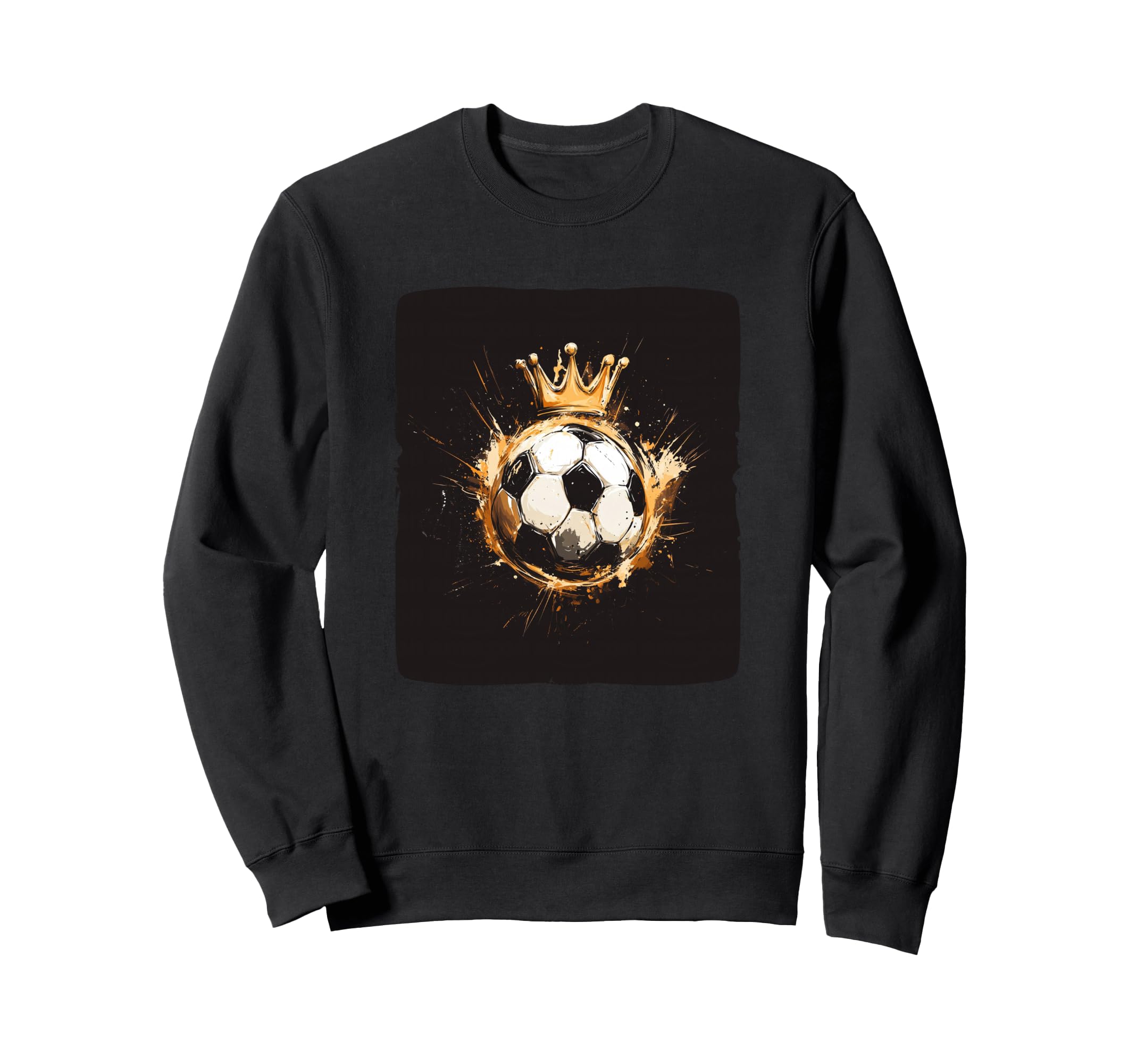 Nice Soccer Ball Golden Crown And Sweatshirt - Casual Everyday Wear Unisex