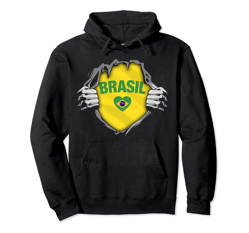 Brazil National Flag I Love Brasil Hoodie - Aesthetic Graphic Unisex