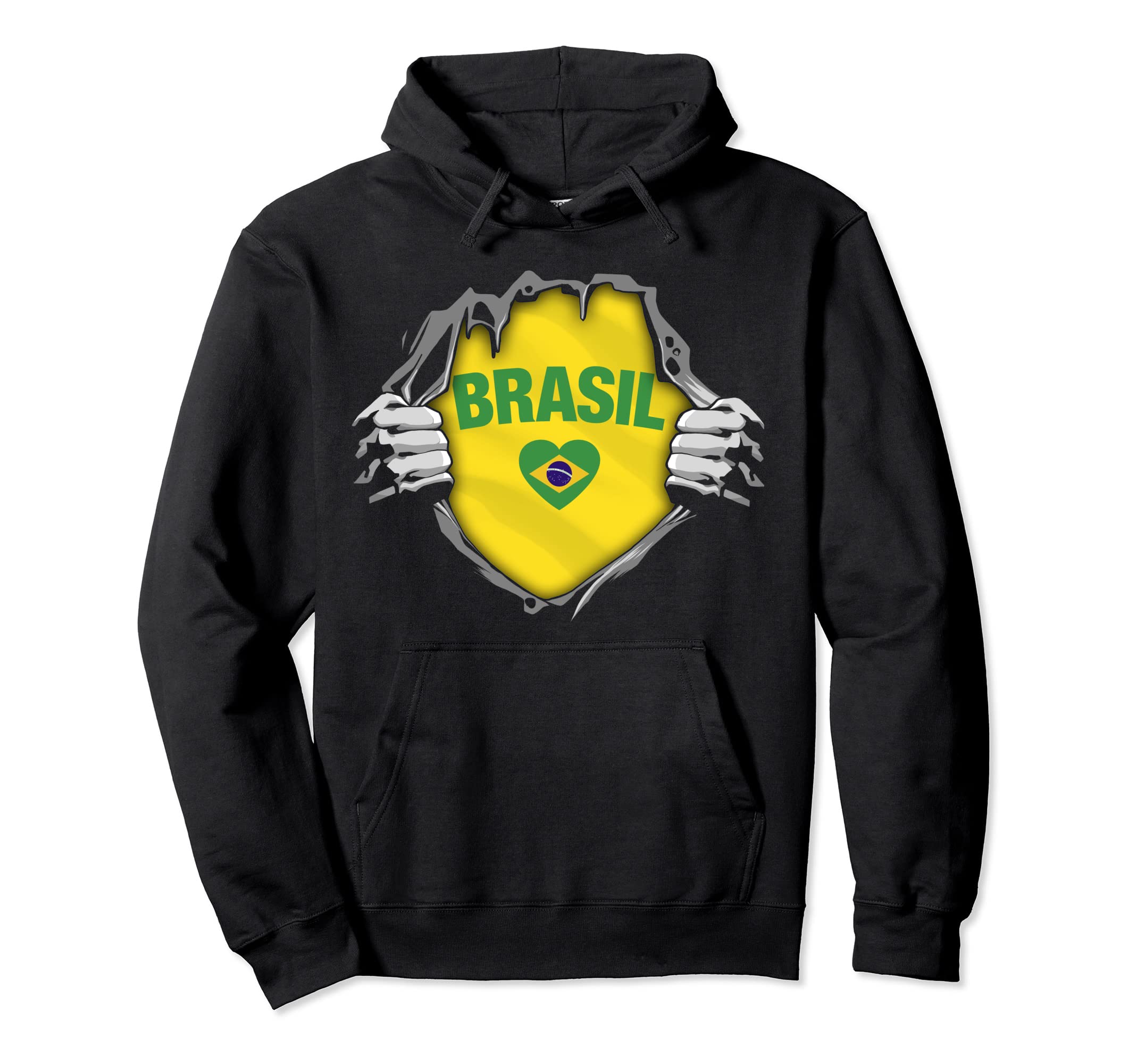 Brazil National Flag I Love Brasil Hoodie - Aesthetic Graphic Unisex