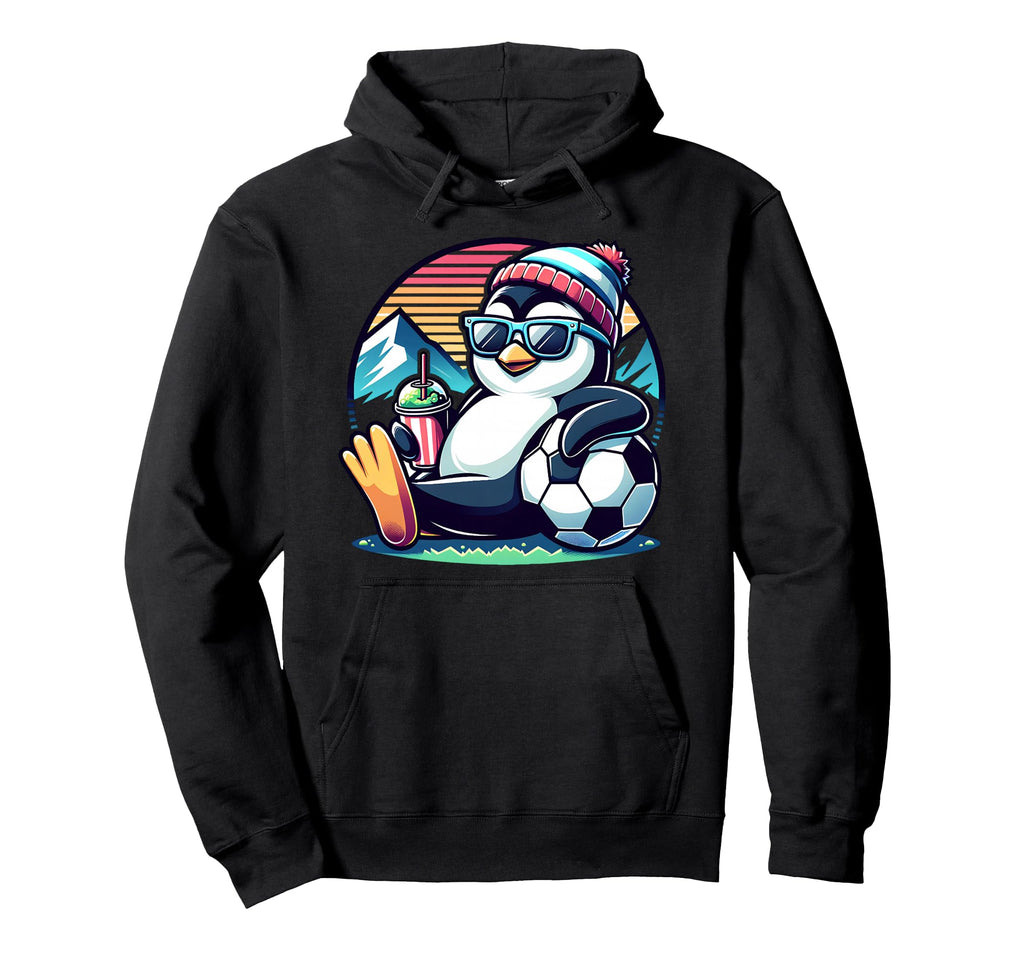 Penguin Soccer Ball Sunset Hoodie - Minimalist Print Men Women