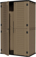 ZZM Large 67 Cu.ft Waterproof Storage Shed, Outdoor Storage Cabinet，Durable Resin Storage for Patio Furniture, Garden Tools, Pool Accessories, Mower Storage (Coffee)