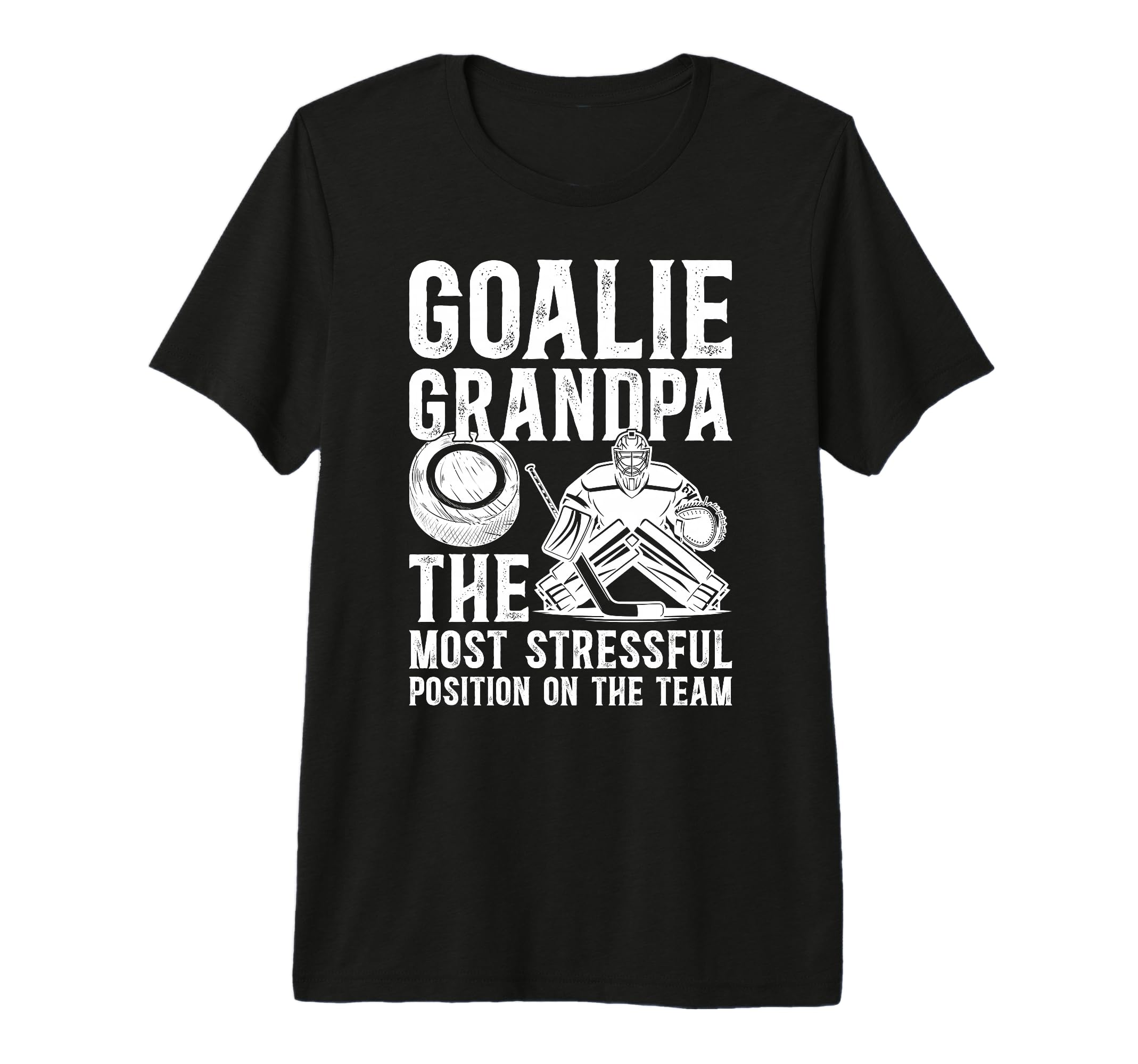 Mens Funny Hockey Goalie Grandpa T-Shirt - Minimalist Print for Adults