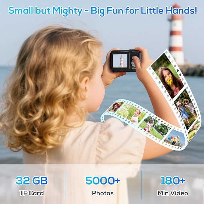 Digital Camera for Kids, WITYEAH 48MP FHD 1080P Point and Shoot Digital Cameras with 16X Zoom Anti-Shake, Compact Portable Cameras for Photography, for Boys Girls Teens Beginners