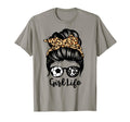 Life Messy Bun Hair Funny Soccer Cheer T-Shirt - Graphic Print Men Women