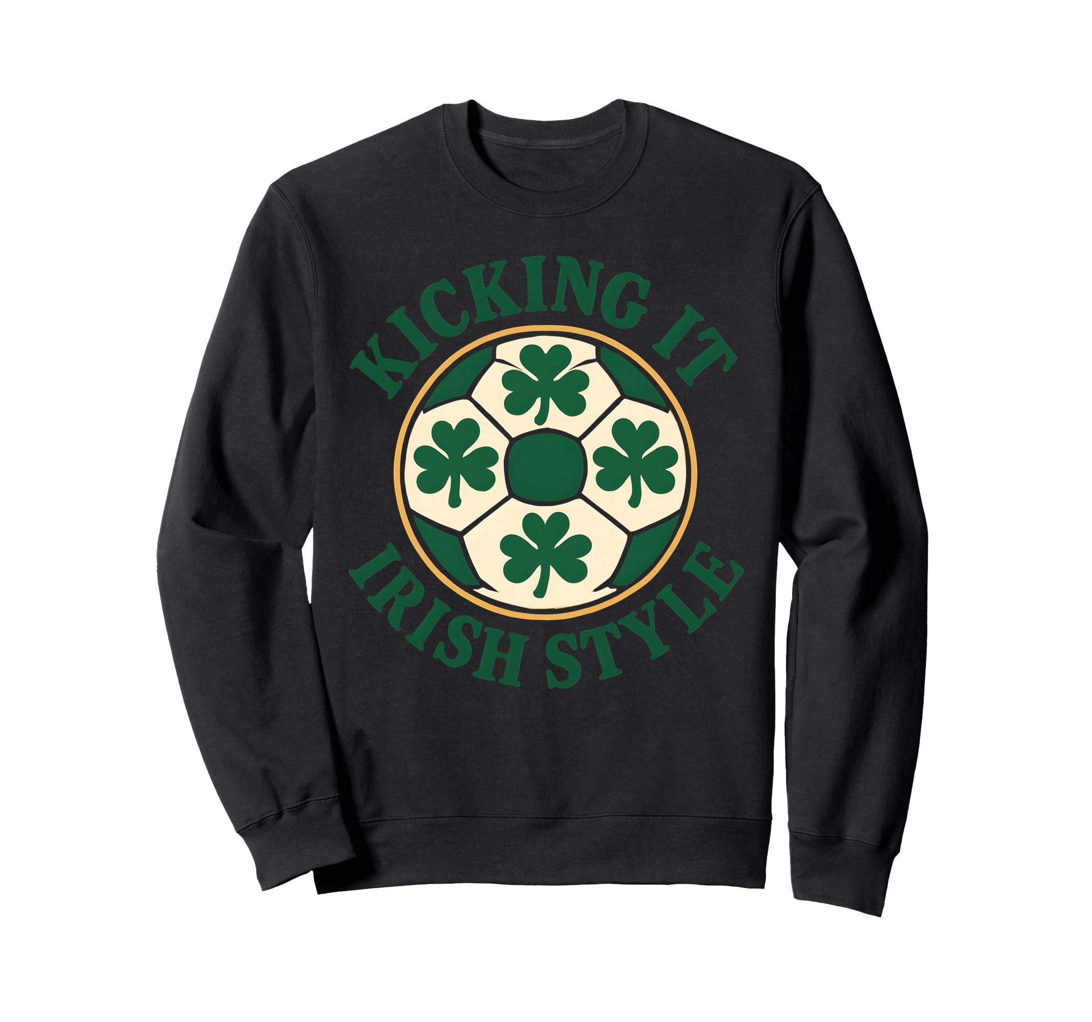 Kicking It Irish Soccer Shamrock Sweatshirt - Custom Art Print Men Women