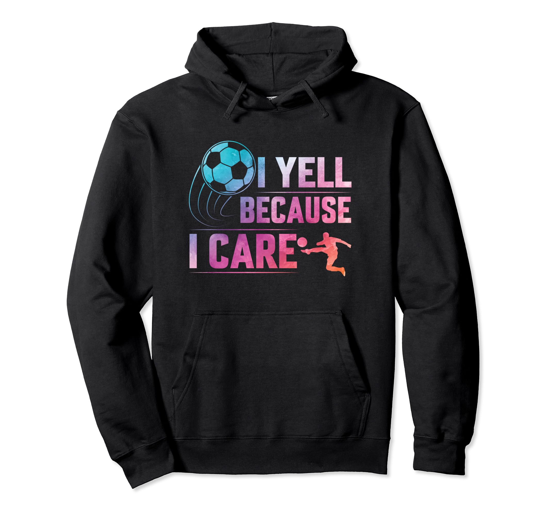 I Yell Because Care Funny Sport Hoodie - Minimalist Print for Adults
