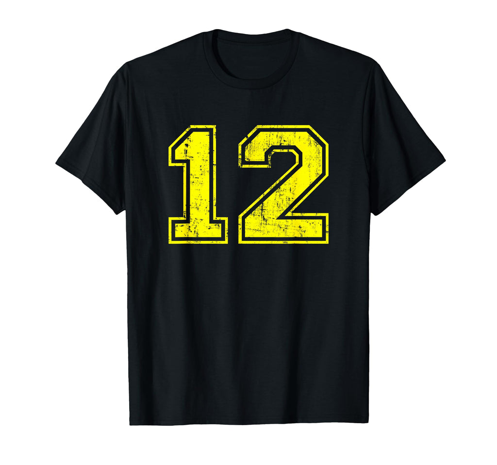 Number 12 Varsity Distressed Sport T-Shirt - Streetwear Style for Adults