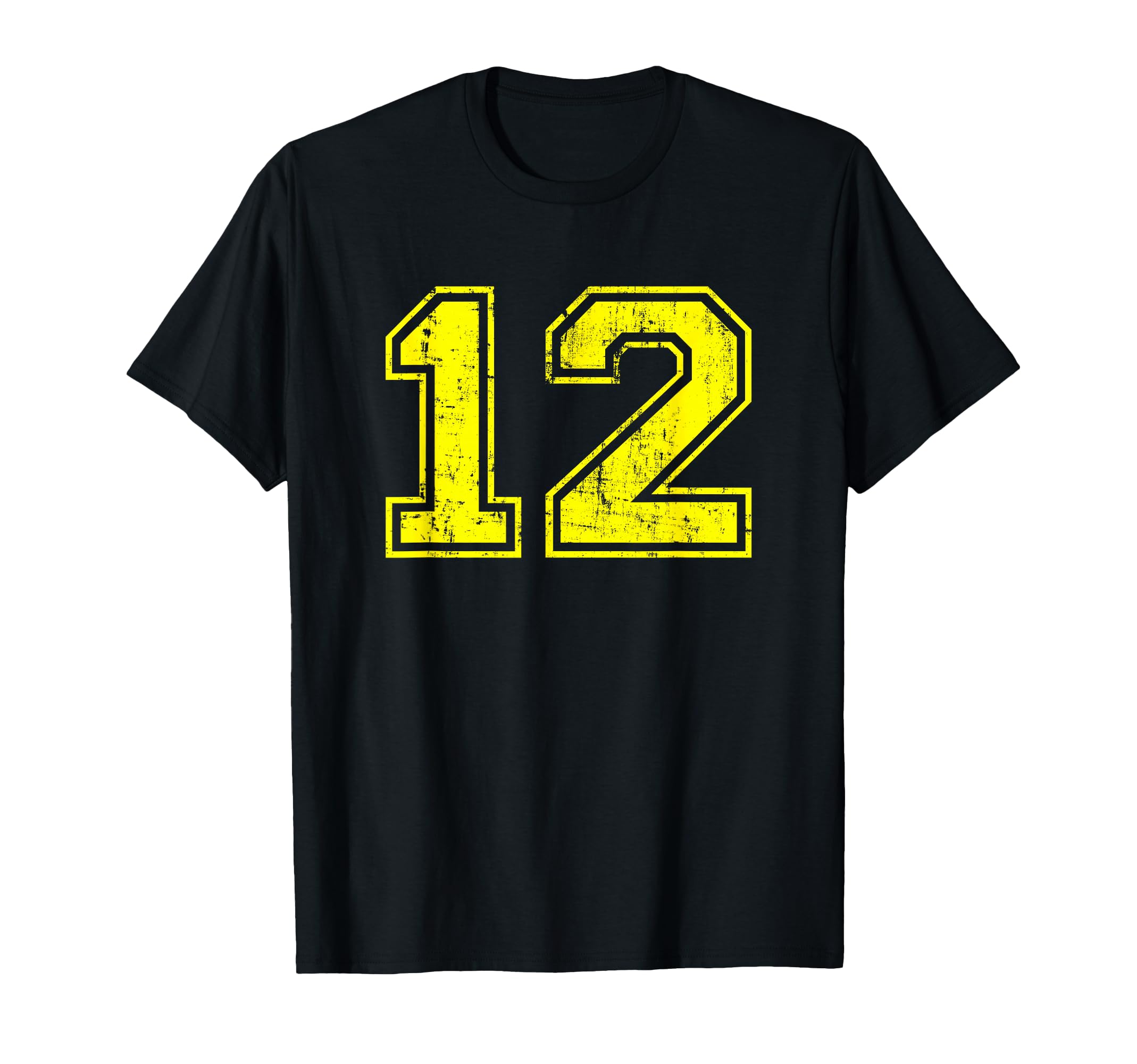 Number 12 Varsity Distressed Sport T-Shirt - Streetwear Style for Adults