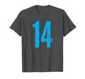 Number 14 Distressed Sport Team T-Shirt - Novelty Apparel for Adults