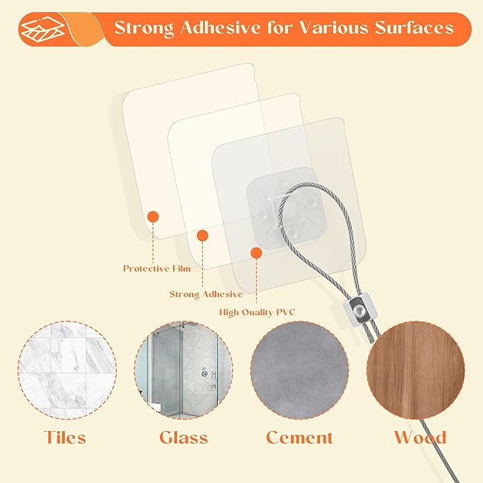 8 Pack 40" TV Safety Stainless Steel Straps Adjustable, Adhesive Anti-Tip Furniture Anchor for Flat Screen, TV and Furniture Safety Straps for Baby Proofing