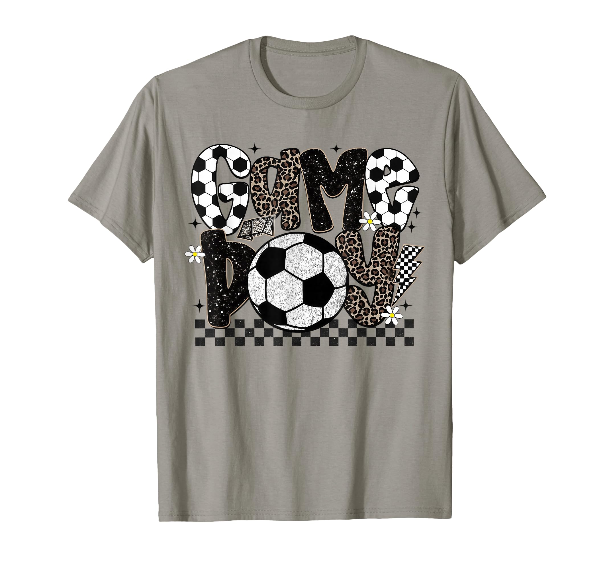 Checkered Soccer Game Day Leopard Soccer Mom T-Shirt - Graphic Print Unisex