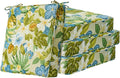 Square Corner Seat Cushions, 19" x 19" x 3", Set of 4, Indoor Outdoor Water Repellent Universal Chair Pads with Ties for Patio Furniture, Garden Dining Chairs, Blue Flower