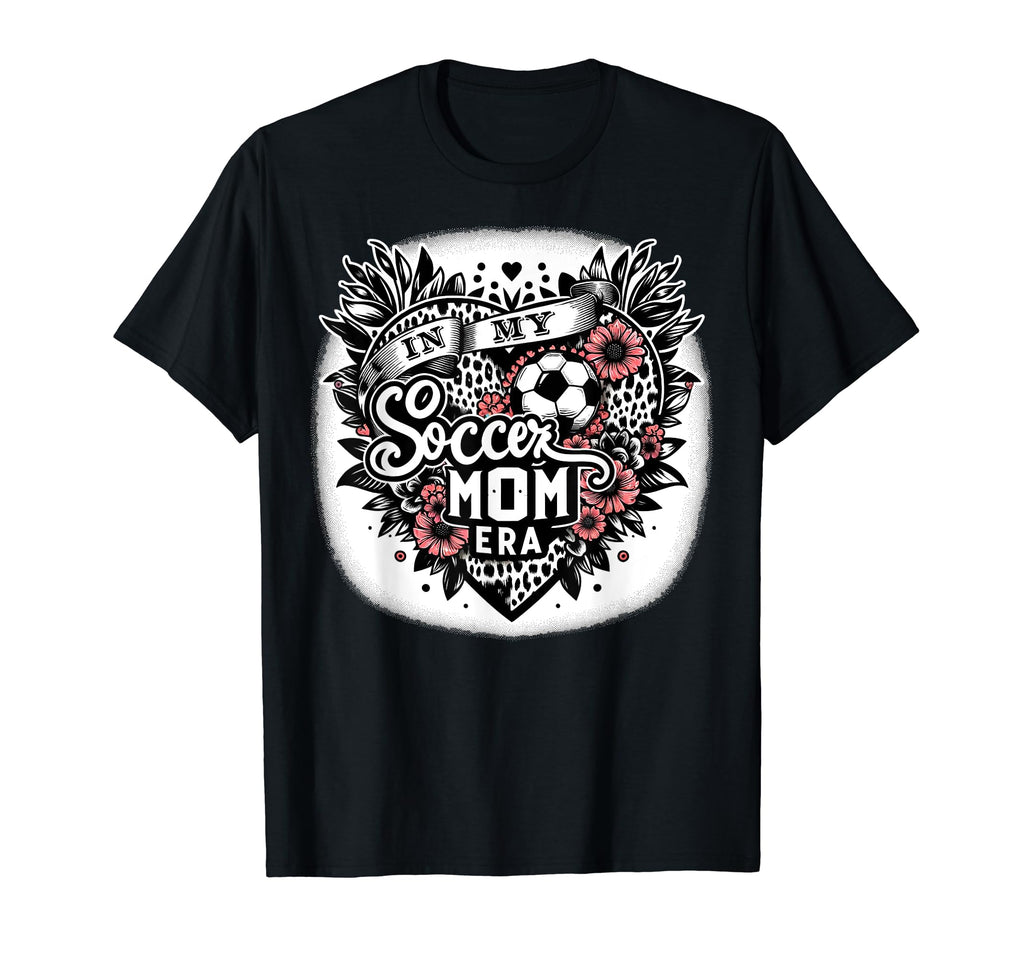 My Soccer Mom Era Floral Soccer Heart T-Shirt - Graphic Print for Adults