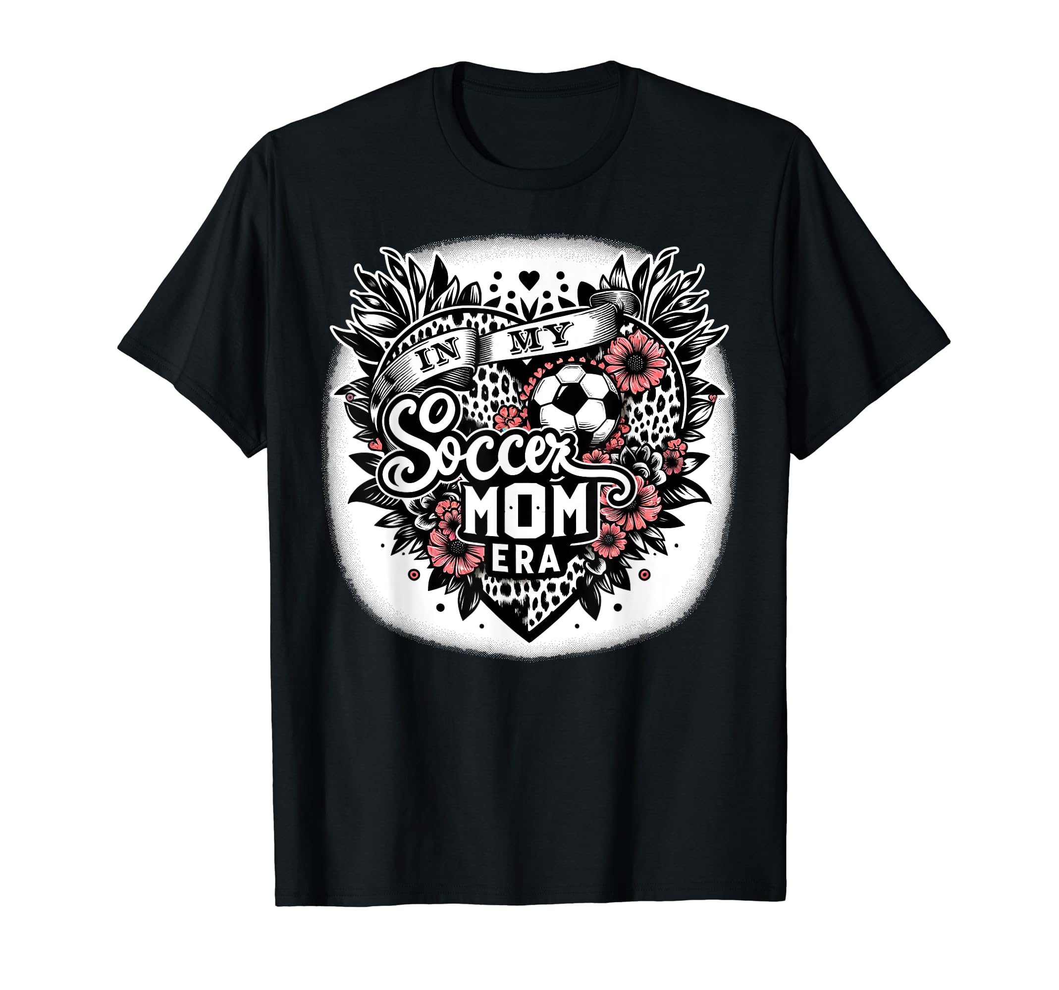 My Soccer Mom Era Floral Soccer Heart T-Shirt - Graphic Print for Adults