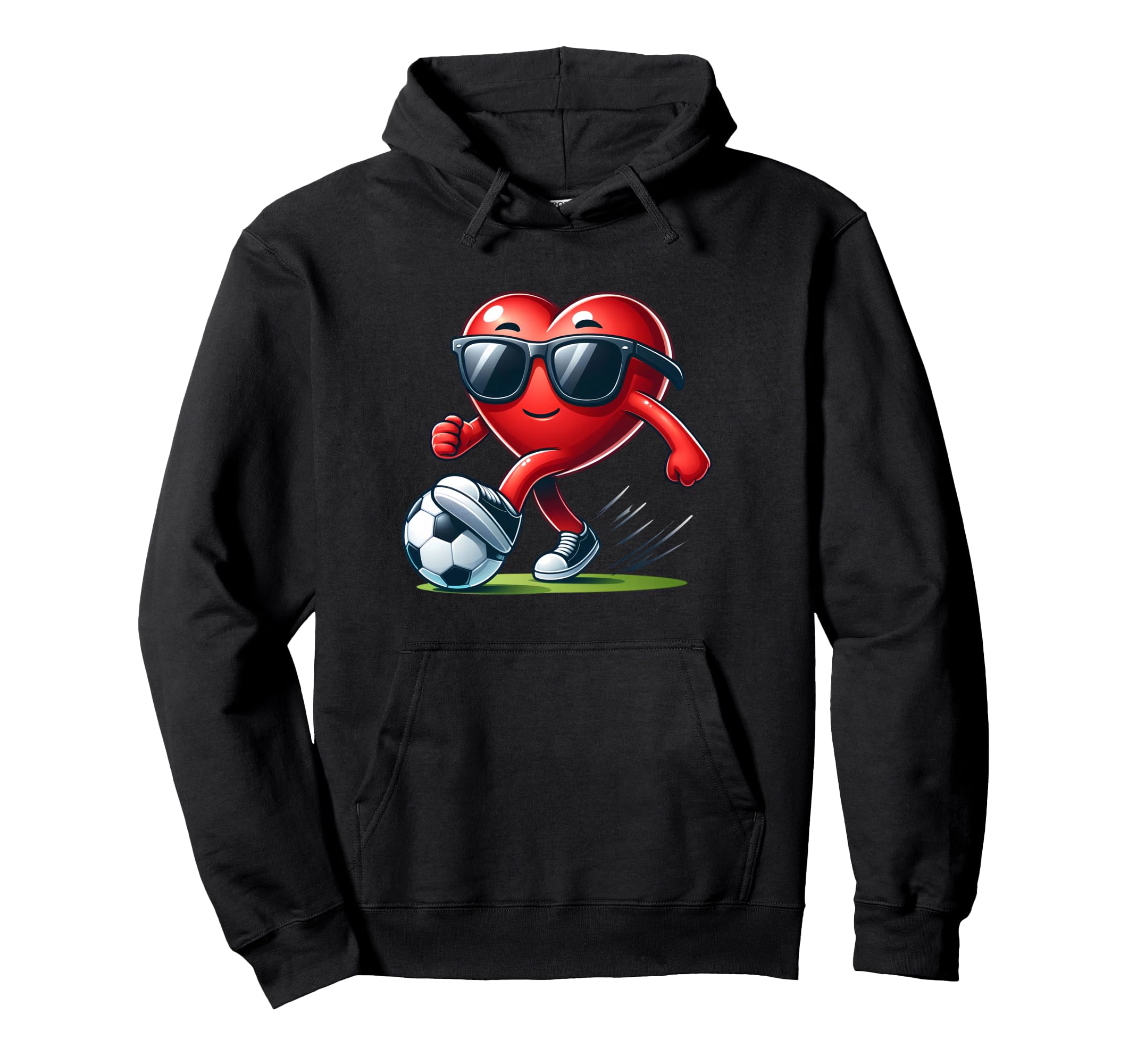 Funny Red Heart Soccer Player Valentines Hoodie - Minimalist Print Unisex
